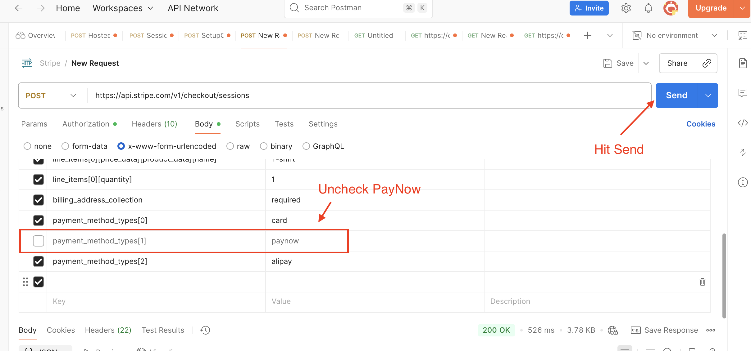 image uncheck paynow and hit send
